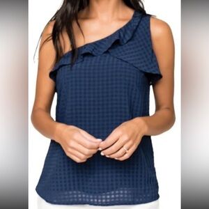 Gibson look navy one shoulder top new NWT